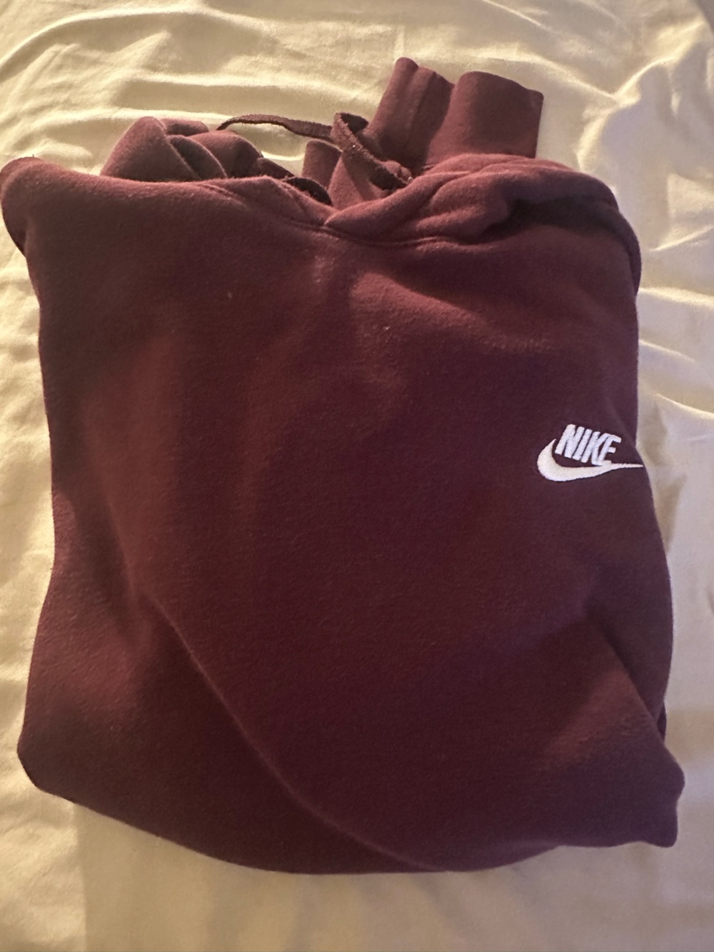 Nike unisex Burgundy Crewneck Sweater with White Embroidered Swoosh
